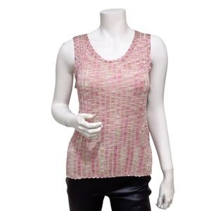 JH Collectibles Women's Pink Yellow Ribbed Knit Tank Top Size XL Petite New